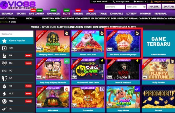 Tampilan Situs VIO88 di Desktop